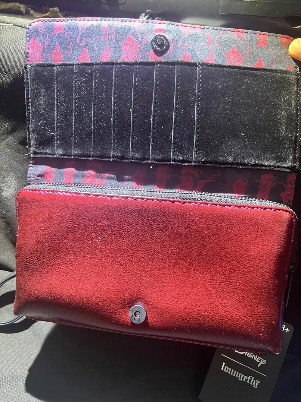 Loungefly limited edition hardtag Red and Black Embossed Studded Wristlet